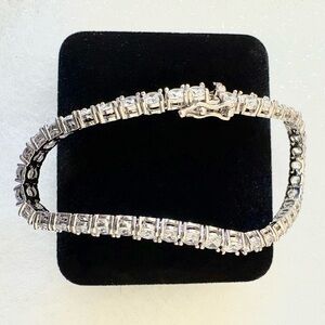 Classic Sterling Silver  Tennis Bracelet with Clear Stones  NEW